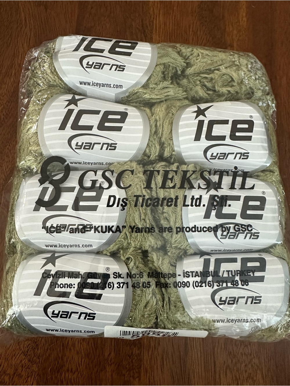 New ICE Olive Sage Green Shade Eyelash Yarn 8 for Knitting & Crochet Craft Lei